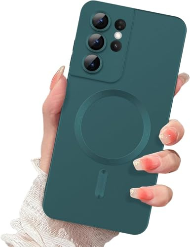 FAOMSEBS for Samsung Galaxy S21 Ultra Case, Compatible with MagSafe | Removable Camera Lens Protector, Stable Magnetic, Slim Fit, Full-Body Soft, Shockproof Protection for Daily Carry and Travel