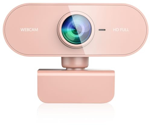 QMKKX Webcam con microfono, webcam HD 1080p per PC, Mac, laptop, webcam USB Plug and Play per YouTube, videochiamate Skype, webcam per studio, conferenze, giochi con clip girevole