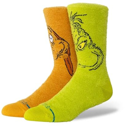 Stance The Grinch and Max Crew Socks Multi Cushioned Cozy Calf Socks One Pair Medium