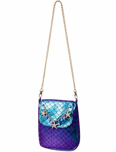 Orlob Handelsgesellschaft mbH Meerjungfrauen Handtasche 21 x 16 cm Mermaid Tasche Korallenriff Blau Lila für Damen KOstüm-Zubehör Fasching Karneval