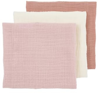 MEYCO Baby Mullwindeln 3er Pack - 70x70cm - Pre-Washed Musselin - Spucktücher - 100% weiche Baumwolle - Oeko Tex Zertifiziert - saugfähig, hautfreundlich & atmungsaktiv - Soft Rose/Rose/Natural
