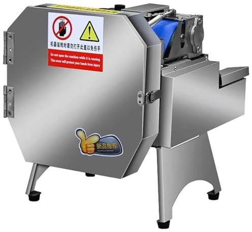 Commercial Electric Vegetable Chopper 200W, Stainless Steel Industrial Slicer with Conveyor Belt, 2–20mm Adjustable Thickness for Onion Potato Tomato Cabbage Fruit
