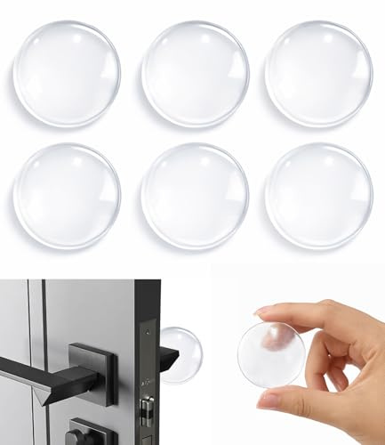 Lafefe 6pcs Door Stopper, Transparent Circular Silicone Door Handle Protectors, Door Handle Impact Protection Wall Protector Self Adhesive Suitable for Walls and Refrigerators