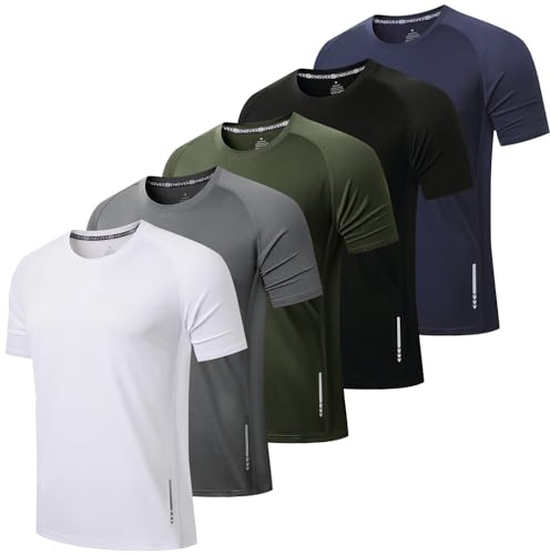 ZENGVEE Träningströjor för män, snabbtorkande, fukttransporterande, kortärmade, med nätmaterial, atletisk t-shirt, lättviktig, 3-pack | Gymskjortor, kortärmad, sport-t-shirt för män, andningsbara, fukttransporterande, atletiska löpartoppar
