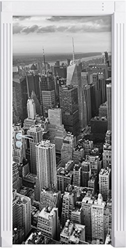 Stil.Zeit Möbel New York Skyline Black and White als Türtapete, Format: 200x90cm, Türbild, Türaufkleber, Tür Deko, Türsticker