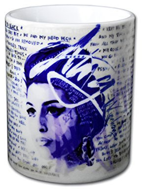 Amy Tasse - Club 27 Serie Handarbeit Designer Tasse aus brillanten Porzellan Unikat - Tasse, Becher, Kaffeetasse, Teetasse Keramik Tasse, 330ml, Geschenk für Freunde (Tasse rund)