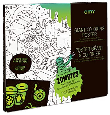 Omy Malposter Zombies BIG - 100 x 70 cm - 100 Blätter - Wasserfarbenpapier - Cardstock - Weiß - 115 cm x 0,80 m - Malen, Ausmalen