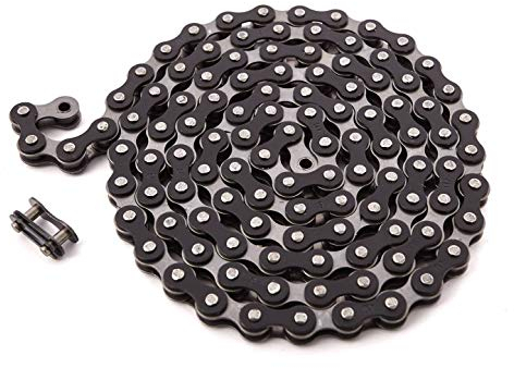 KHE BMX/FIXIE Kette 1/2 x 1/8 112 Glieder Links nur 385g mit Kettenschloss I4 - viele Farben (schwarz)