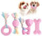 JYPS Puppy Dog Teething Toys, 4pcs Puppy Chew Toy Set with Ball and Cotton Ropes, Rubber Chews Toys, Interactive Girls Puppy Accessories Gift Pink for 8 Weeks Small Puppies and Medium Dogs (Pink)