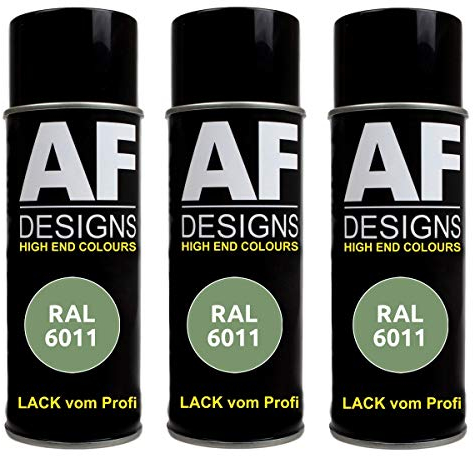 Alex Flittner Designs 3X RAL Lackspray Autolack Buntlack Spraydose RAL6011 RESEDAGRUEN glänzend