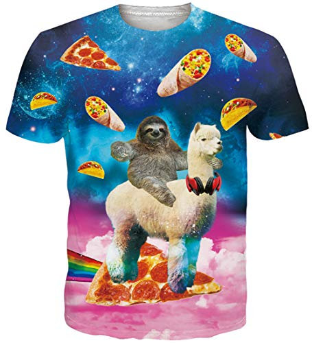 Loveternal Herren Galaxy T-Shirt 3D Druck Colorful Casual Fun Sport Spaß Motiv Sommer Shirt Herren M