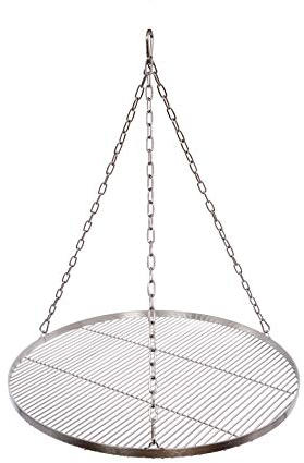 Grillrost Ø 60 cm mit Kette Edelstahl 4 mm Grillstabdicke Stababstand 10 mm für Schwenkgrill BBQ Dreibein