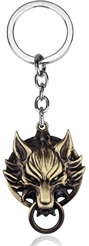 MINTUAN Spiel Final Fantasy Schlüsselbund 3D Wolfskopf Anhänger Schlüsselring Schlüsselanhänger Charme Schmuck Mode Auto Schlüsselring