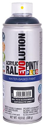 PINTYPLUS 95890 Pintura EN Spray Evolution Water-Based 520CC Gris Antracita, RAL 7016 Anthracite Grey, 65 mm