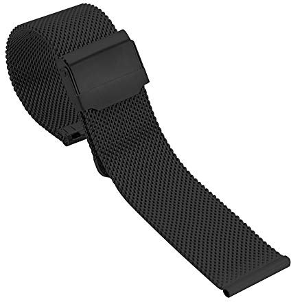 Carlong Cinturino milanese blu nero 8mm 10mm 12mm 14mm 16mm 18mm 20mm 22mm 24mm Cinturino di ricambio in maglia di acciaio inossidabile Adatto a tutti i tipi di orologi(Nero,19mm)