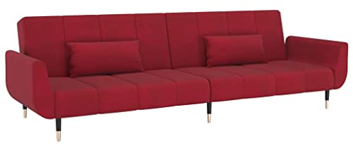 Bussandri Exclusive - Schlafsofa 2-Sitzer mit 2 Kissen Weinrot Samt