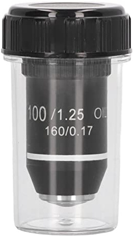 AUNMAS 100X Microscope Objective Lens, High Power Achromatic Objective Lens Replacement with 20.2mm Interface Thread for Compound Magnifier Supplies, Brass Construction