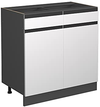 Vicco Mueble bajo de Cocina R-Line, Blanco/Antracita, 80 cm En Forma de J, sin encimera