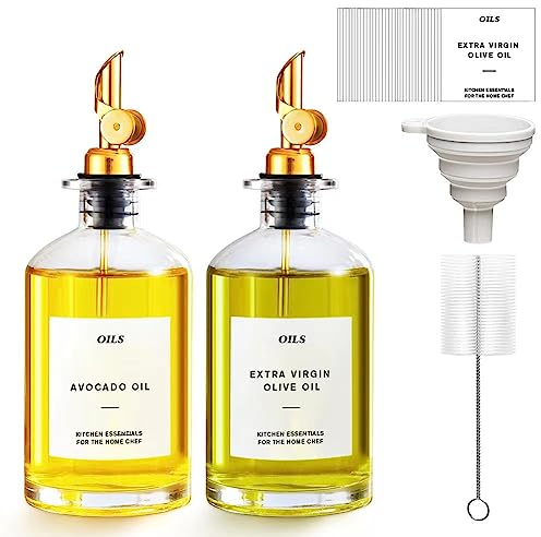 Showvigor Olive Oil Dispenser Bottle for Kitchen 350ml/12OZ,Coffee syrup dispenser,Glass oil and vinegar dispenser for cooking,Mouthwash dispenser,without manual closing home kitchen decor(2pack)