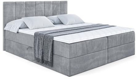 ALTDECOR Boxspringbett mit H3-Matratze MOETI - 180x200 - Grau
