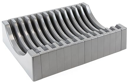 EMUCA - Organizador de Platos para Muebles con Capacidad para 13 Piezas, Soporte para Cajón, Plástico Gris