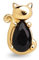 SINGULARU - Einzelner Ohrring Cat Black. Sterlingsilber mit 18 kt Gold Beschichtung und Zirkonia. Schmuck für Damen