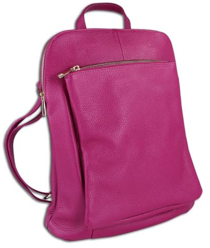 Toscanto Damen Cityrucksack Leder Tasche Fuchsia pink OTT610RP Leder Cityrucksack