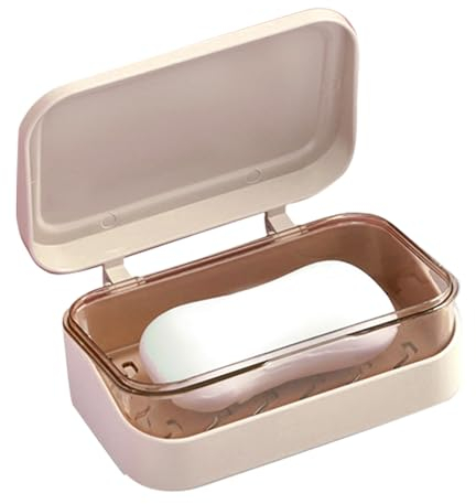 Soap Dish, Soap Box with Removable Drainer & Lid, Closable Soap Holder for Shower, 2 Layers Rectangular Travel Soap Case Container for Home School Gym