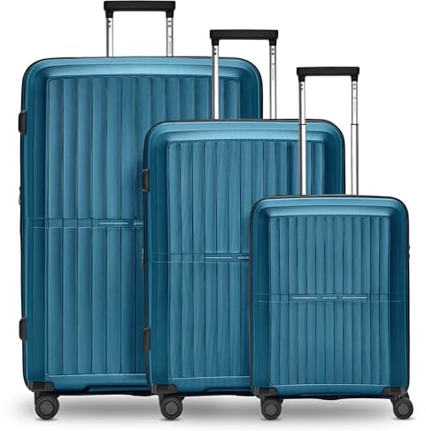 Pactastic Ultra leicht Hartschalen Koffer-Set 3-teilig | Robustes Polypropylen Material | mit Dehnfalte erweiterbar um 5 cm | 4 Doppelrollen & TSA-Schloss für Damen & Herren (Collection 01+)