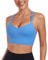 As Fariy Damen Cloud Longline Sport-BH U-Ausschnitt Spaghettiträger Trainings-BH Yoga Crop Tank Top (Blau,S)