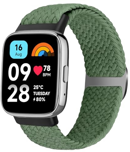 KIBDSNG Geflochtenes Armband Kompatibel mit Xiaomi Redmi Watch 3 Active Armband für Herren Damen, Elastisch Verstellbares Sport Ersatzarmbänder Nylon Uhrenarmband für Xiaomi Redmi Watch 3 Active