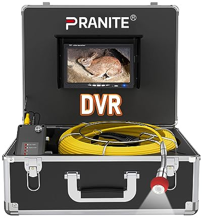 PRANITE Rohrkamera Kanalkamera 50M, 7'' Inspektionskamera mit Meter-Skalenmarkierung und DVR, IP68 Wasserdicht AbflussKamera Industrie Endoskop 1000TVL für Kanalisationi 16GB SD-Karte