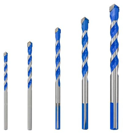 HRLORK Concrete Drill Bit Set&Masonry Drill Bit Set 5 Packs Carbide Drill Bits Size:(4/5/6/8/10mm) for Wood Masonry Concrete Brick Tile Glass