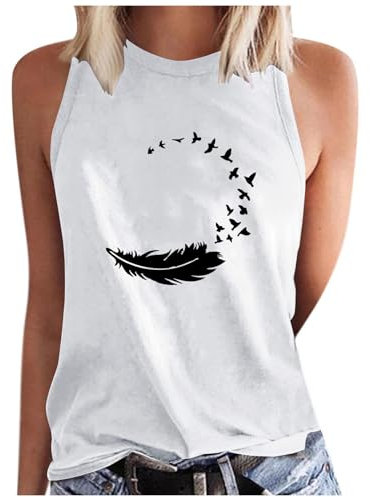 HAOLEI Tank Top Damen Lässige Mode, Sale Unterhemden Leicht Und Luftig, Ärmellose Weste Mit Rundhalsausschnitt Im Sommer Mit Federdruck, Günstig Oberteile Weich Und Hautfreundlich, Trägertop Elegant