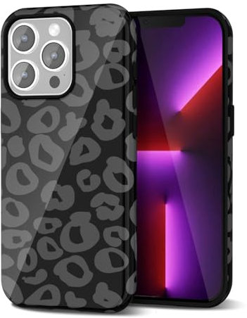 Svanove Cheetah Print Phone Case for iPhone 13 Pro Case Girly Trendy Leopard Pattern, Retro Cool Animal Print, Luxury Cute Case for Women, Aesthetic Y2k Hard Shell Plastic, Black