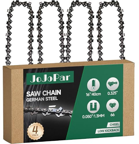 4 Pack 16 Inch Chainsaw Chain .325 Pitch .050 Gauge 66 Drive Links 16 Inch Replacement Low Kickback Saw Chains Compatible with Husqvarna 435 445 Jonsered and More