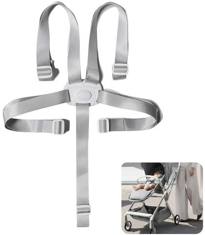 Rumgug 5 Punkt Gurt Sicherheitsgurt, Ersatz-Sicherheitsgurte für Baby Kinderwagen Hochstuhl, Hochstuhlgurte Verstellbare Wandelbare Gurte Multifunktional Kinderschutzgurt Buggy (Grau)