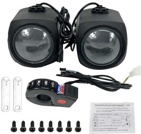 Buerfu Altoparlanti da manubrio per moto,radio per moto,Altoparlante per montaggio su manubrio audio per moto - Stereo per moto, amplificatore radio impermeabile, suono Hi-Fi per scooter moto