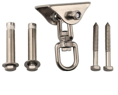 MAWKUR Edelstahl-Deckenhaken-Set für Hängestühle, Yoga-Hängematten, Schaukeln, Boxsäcke, Innen- und Außenbereich, 400 kg Tragkraft