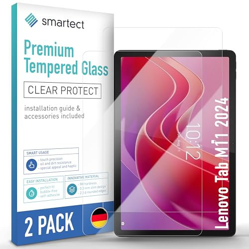 smartect Vetro Temperato [2 Pezzi, Clear] compatibile con Lenovo Tab M11 2024, Pellicola Protettiva HD Anti Graffio, Senza Bolle, Durezza 9H, 0.3mm Ultra Trasparente, Ultra Resistente