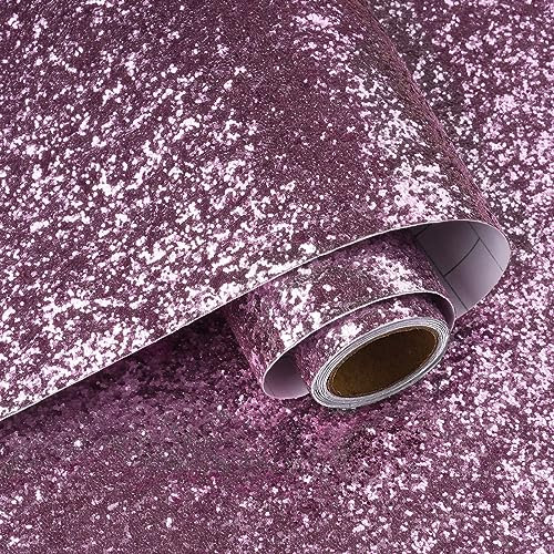 VaryPaper Peel and Stick Pink Chunky Glitter Wallpaper 40cmx800cm Glitter Fabric Contact Paper Sequin Sparkle Wallpaper for Girl Bedroom Living Room Vinyl Wrap for Furniture Cupboards Shelf Liner