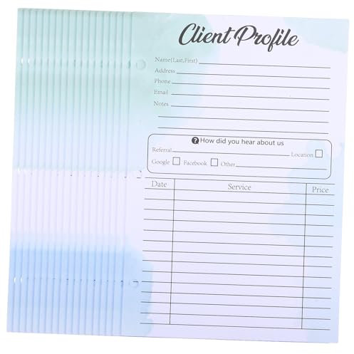 HONMEET 50 Stücke Kundenprofilblätter Clientrekordpapier Für Salons Kundeninformationen Papier Clientprofil Dokumentinformation Karte Blatt