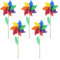 Lot de 5 moulins à vent colorés en plastique arc-en-ciel pour cour, jardin, pelouse, terrasse, décoration extérieure de fête (5 pièces)