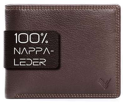 Lavalen Geldbörse Herren Leder mit RFID Schultz - Portmonee Herren mit Münzfach - Wallets for Men - Geldbeutel - Portemonnaie Groß - Brieftasche Männergeschenke - Geschenke für Männer, Braun