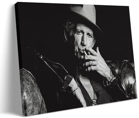 YUYUMEGDE Keith Richards Black White Poster Dekorative Malerei Leinwand Wandkunst Wohnzimmer Poster Schlafzimmer Malerei,Wandkunst Bilddruck Moderne Familienzimmer Dekor 08x12inch(20x30cm)