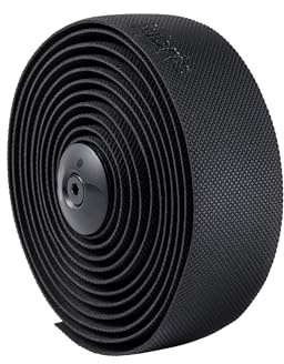 Fabric Knurl Handlebar Tape - Road Bike Bar Tape with Handlebar Plugs and Finishing Strips - 200 x 3 cm - 2.5mm Thick - Black