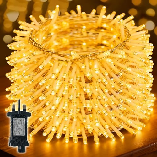 Bszatan Fairy Lights Plug in, 20m 200 LED Outdoor String Light Mains Powered,Waterproof Christmas Lights with 8 Modes, Bright Warm White Lighting Outside Indoor Bedroom Garden Tree Decorations