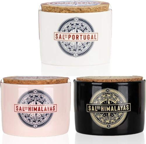 Trío de Sales Gourmet con Flor de Sal Portuguesa, Sal Rosa del Himalaya y Sal Negra del Himalaya, Pack de 3 x 150g, Sales Naturales para Cocinar y Finalizar Platos