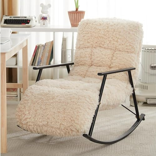 Moderner Schaukelstuhl Glider für Kinderzimmer mit Seitentasche, bequemer Teddy gepolstert für den Innenbereich
