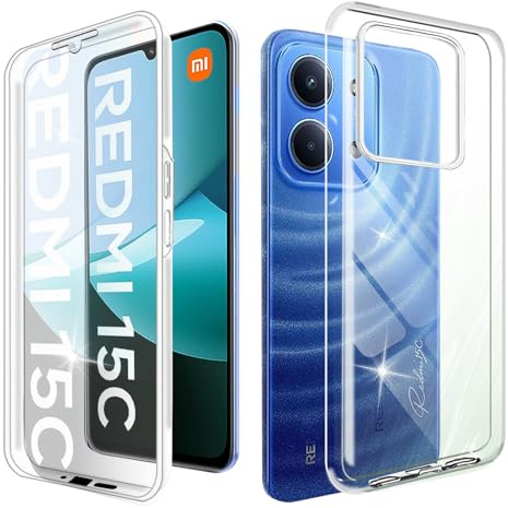 WeiCase Cover per Xiaomi Redmi 15C 4G（EU）, Custodia Antiurto con Protezione dello Schermo Integrata, 360° Sottile Cover Transparente Silicone Custodia per Redmi 15C 4G, Clear
